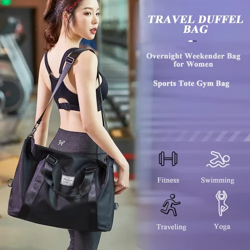 Vista 2 de Bolsa de viaje para gimnasio, bolsa de hombro para fin de semana para mujer