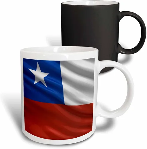Vista 11 de 3dRose Taza de cerámica con diseño de bandera de Chile agitando en el viento, 11 onzas Blanco