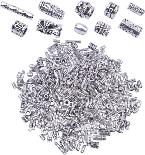Vista 9 de BronaGrand 3.53 oz (alrededor de 220-300 unidades) cuentas espaciadoras de columna de oro antiguo, abalorios, collares, dijes, accesorios para Oro