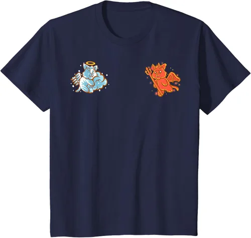 Vista 57 de Camiseta de gato ángel y diablo sentado en tu hombro Nerd Kitten, Negro