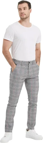 Vista 5 de Plaid&Plain Pantalones a cuadros para hombre, pantalones de vestir ajustados para hombre, pantalones chinos ajustados para hombre