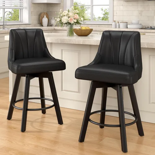 Vista 32 de REONEY Counter Height Swivel Bar Stools, 24" Modern Upholstered Barstools