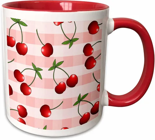 Vista 13 de 3dRose Janna Salak diseños Prints y patrones – Cereza jugosa De Impresión Rojo Cerezas sobre blanco – Tazas, Negro/Blanco