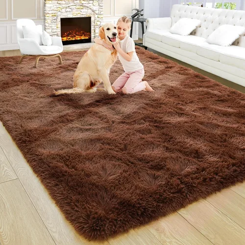 Vista 52 de Noahas Alfombras de Área Grandes y Esponjosas de 5x8 pies para Sala de Estar y Dormitorio, Alfombra Gruesa de Pelo Largo Beige y Blanca, Alfombra
