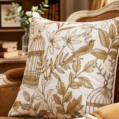 Vista 2 de patdrea Funda de almohada de terciopelo francés de diseño, 18 x 18 pulgadas Aviario