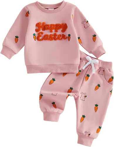Vista 12 de Prendas de Ropa para Niña Otoño Invierno Conjunto de Dos Piezas Sudaderas de Manga Larga con Letras+Pantalón 2 Piezas Ropa para Niña Be Mine-rosa