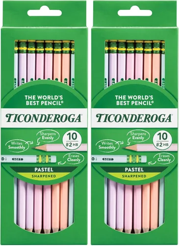Vista 14 de Ticonderoga® Lápices pastel, 2 suaves, colores surtidos, paquete de 10 lápices