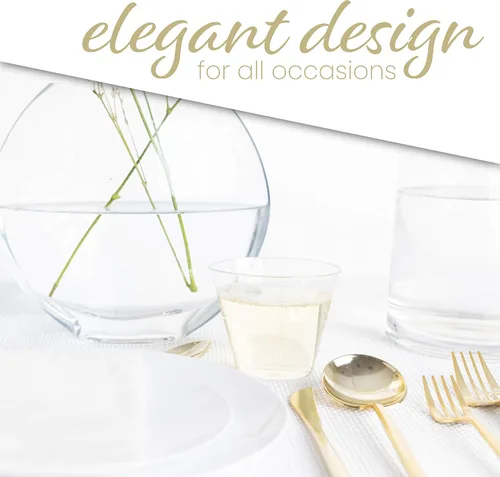 Vista 5 de PLASTICPRO Vasos de plástico desechables de 9 onzas, vasos de diseño antiguo, 100 unidades, transparente