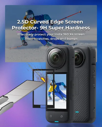 Vista 5 de JZW-Shop Protector de lente X4 con protector de pantalla para Insta 360 X4, protector de pantalla de vidrio templado para accesorios Insta 360 X4