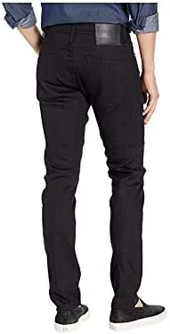 Vista 3 de Sin marca la marca apretado en 11 oz sólido negro elástico Selvedge