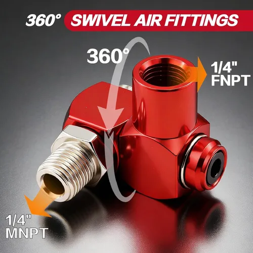 Vista 5 de Kit de acoplador de aire y enchufe, 22 piezas de 1/4" NPT de conexión rápida de aire con junta universal giratoria de 360°, accesorios de compresor