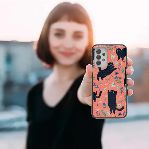Vista 6 de Funda para Samsung Galaxy A13/A04/A04S/A23/A32 5G con protector de pantalla, parte trasera texturizada de policarbonato duro, diseño de flores