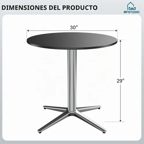 Vista 3 de MFSTUDIO - Mesa redonda de metal para exteriores de 30 pulgadas con base de pedestal