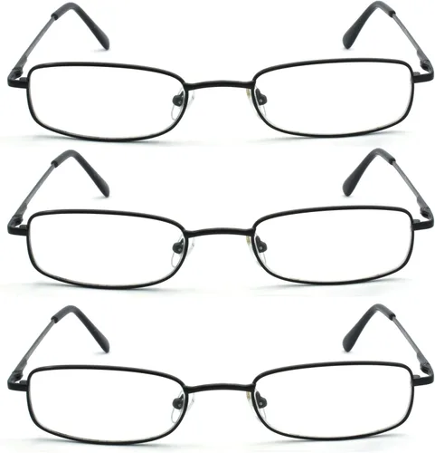 Vista 2 de Classic Readers - Gafas de lectura rectangulares de metal para hombres y mujeres, multicolor