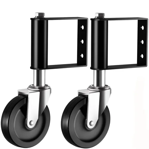 Vista 10 de Ronlap - Ruedas giratorias para puerta de madera con resorte cargadas, 220 libras, 4 pulgadas Heavy duty vertical track roller gate support wheel