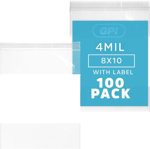 Vista 34 de GPI - 2" x 3" - Paquete a granel de 100, bolsas de plástico transparente con cierre de cremallera de 4 mil de grosor, resistentes, con bloque blanco