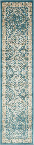 Vista 2 de Unique Loom Oslo Collection - Alfombra tradicional botánica verde azulado (3 x 13 pies)