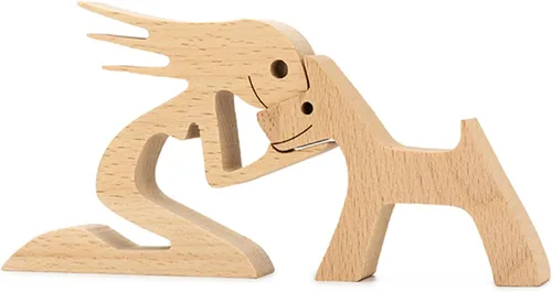 Vista 8 de Estatuas personalizadas de madera con nombre grabado, esculturas de humanos y perros