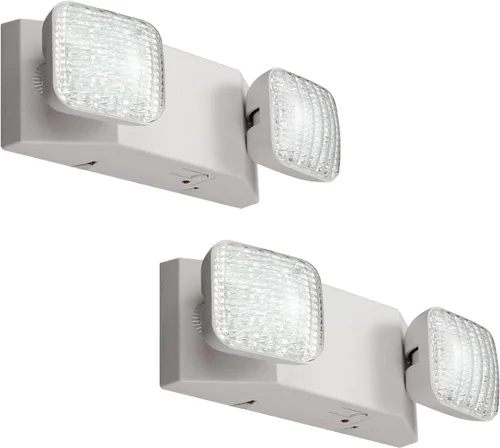 Vista 7 de GZRUIYANG Luces de emergencia con batería de respaldo, accesorios de iluminación de emergencia comerciales LED de dos cabezales ajustables Negro