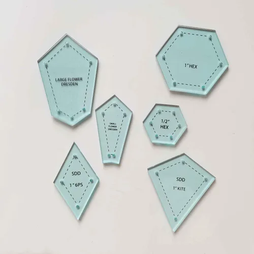 Vista 2 de HONEYSEW 300 piezas de papel formas de acrílico plantillas de edredón acolchado patchwork piezas artesanía para coser