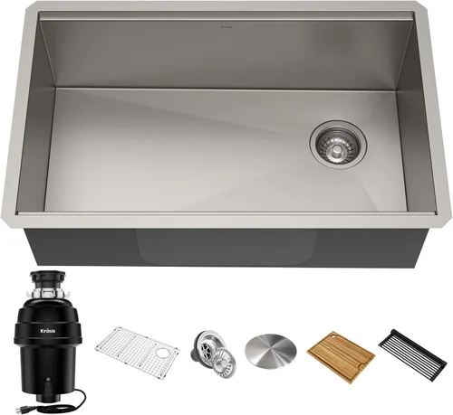 Vista 28 de KRAUS Kore KWU1101-17-PGM - Fregadero de cocina con estación de trabajo de 17 pulgadas con cuenco individual en PVD, de acero inoxidable de calibre
