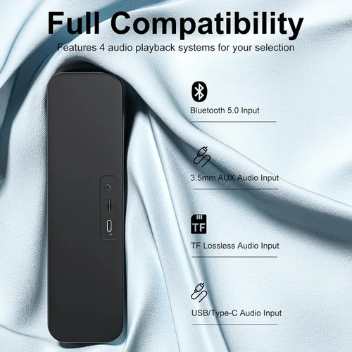 Vista 3 de Altavoces de computadora para PC de escritorio, altavoz Bluetooth recargable, barra de sonido de computadora pequeña con estéreo y graves, entrada