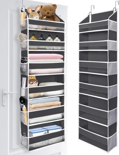 Vista 11 de ULG Organizador para colocar sobre la puerta, 5 niveles extra grande para colgar con 10 bolsillos de malla, organizador de puerta para guardería