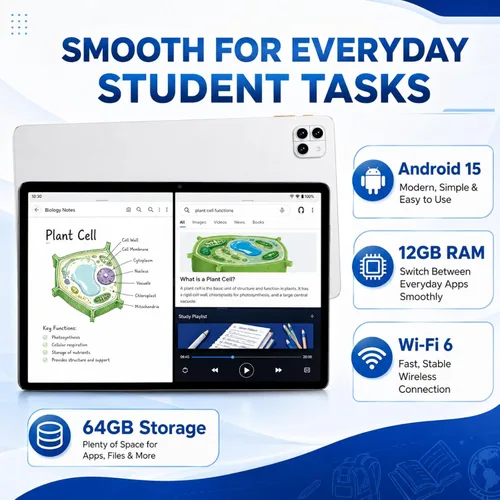 Vista 5 de Tablet 10.1 inch Android 15 Tablet: 12GB RAM 64GB ROM 2TB Expand