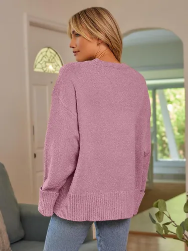 Vista 33 de LILLUSORY - Suéteres sin botones grandes para mujer, suéter mullido, grueso y cálido