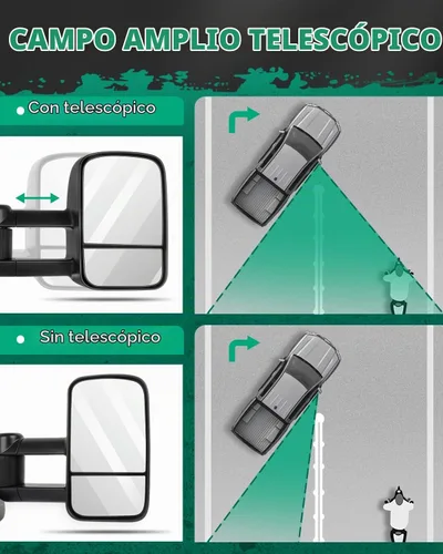 Vista 4 de SCITOO Espejos de remolque compatibles con 1988-1998 para Chevy Silverado para GMC Sierra 1500 2500 3500 Pickup Truck Espejos ajustables manualmente