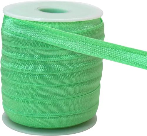 Vista 10 de Banda elástica de satén para coser de 3/8 pulgadas, rollo de cinta elástica brillante con cordón elástico plano para ligar el cabello, diadema