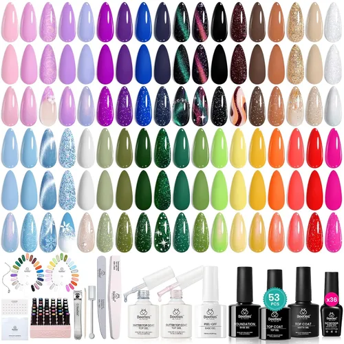 Vista 10 de Beetles - Kit de esmalte de uñas de gel con luz UV, 80 unidades, 55 colores 0 - Encantamiento