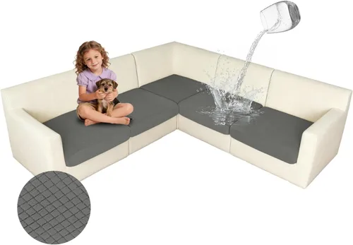 Vista 8 de ALIECOM Fundas 100% impermeables para sofá seccional esquinero en forma de L, fundas de cojín de jacquard elásticas para mascotas y perros