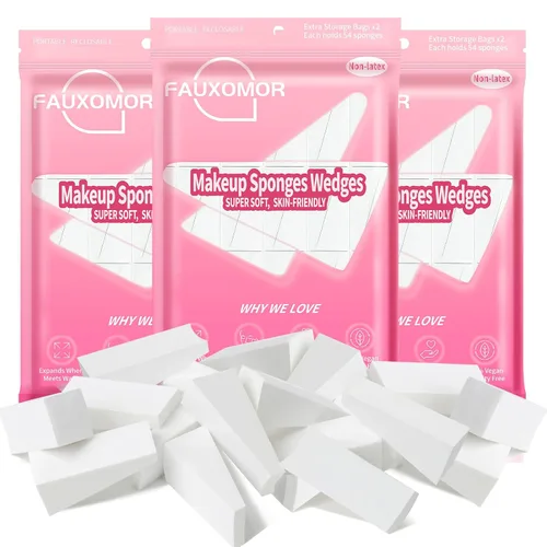 Vista 8 de Fauxomor 108 piezas de nuevas esponjas de maquillaje cuñas para base facial, esponja cosmética triangular sin látex para aplicación y mezcla sin