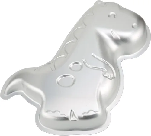 Vista 3 de Molde de pastel con forma de dinosaurio de trébol, molde de aluminio 3D para pastel de cumpleaños, aniversario, fiesta, Navidad