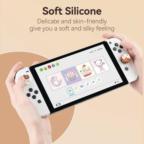 Vista 4 de GeekShare 4PCS Cute Joycon Thumb Grip Caps,Kawaii Dessert Shape Thumbstick Caps,Soft Silicone Joystick Cover Compatible with Nintendo SwitchOLED