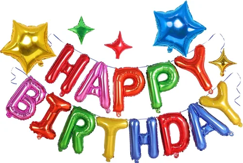 Vista 10 de [Usado] HiParty 23 piezas de guirnalda de globos de cumpleaños, guirnalda de letras 3D azul de mylar de aluminio ecológico premium con 5 piezas