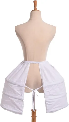 Vista 5 de Blessume Vestido victoriano doble alforja enaguas, blanco, talla única, Blanco