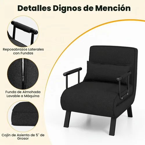 Vista 7 de HOMGX - Sofá cama convertible 4 en 1, reclinable, con respaldo de 6 posiciones ajustables, sofá cama plegable con esponja de alta elasticidad, ideal