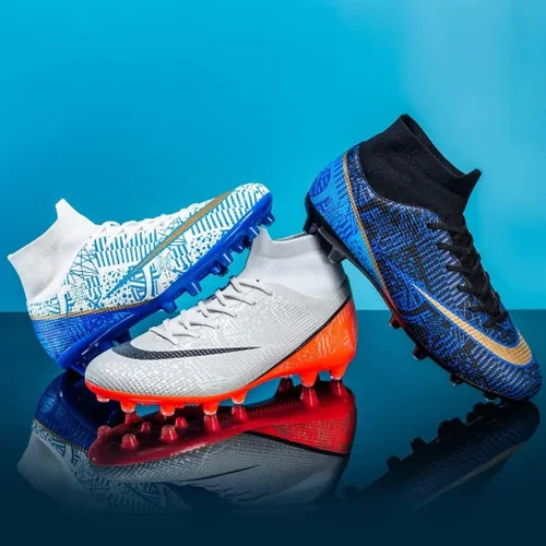Vista 5 de Tacos de fútbol baratos para niñoshombresmujeres de alta calidad FGTF de entrenamiento profesional botas de fútbol zapatillas de césped