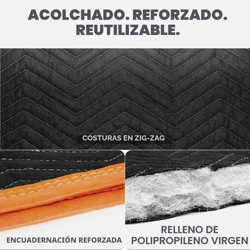Vista 4 de SIMPLI-MAGIC 79523 - Mantas de mudanza acolchadas resistentes, negro/naranja, 72 x 80 pulgadas, paquete de 12