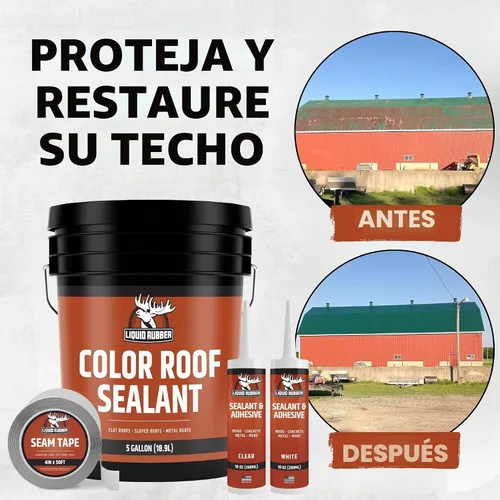 Vista 3 de Liquid Rubber - Sellador Impermeable de Color - Revestimiento Elastomérico para Techos Planos o Inclinados y Cimientos - Membrana de Pintura y Blanco