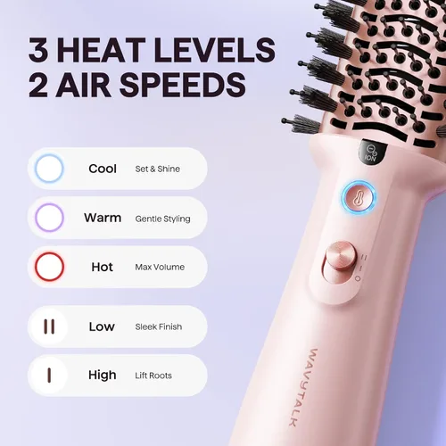 Vista 8 de Wavytalk Cepillo secador de pelo de doble voltaje para Europa y viajes internacionales, mini cepillo jet de 110 V-240 V, cepillo secador de pelo
