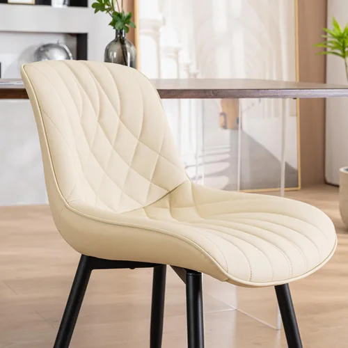 Vista 9 de YOUNUOKE Juego de 2 Sillas de Comedor de Mediados de Siglo Modernas Silla de Cocina Cómodas Sillas Tapizadas de Cuero Sintético Sillas de Cena