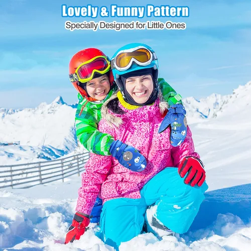 Vista 3 de MoKo Manoplas de esquí para niños, guantes de esquí aislados impermeables para niñas y niños, guantes de nieve de invierno para niños