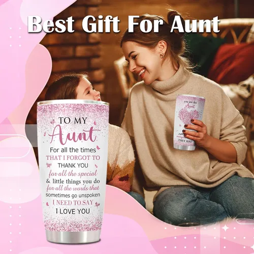 Vista 7 de ZANIION Vaso de regalo para tía de sobrina, sobrino, regalos para la mejor tía, ideas de regalo para tías, regalo de Navidad, día de la madre
