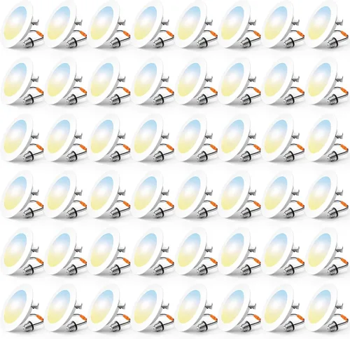 Vista 16 de FREELICHT Paquete de 4 luces LED empotrables de 4 pulgadas, seleccionables 2700 K/3000 K/4000 K/5000 K/6000 K, luces LED planas regulables, 7 W = 60
