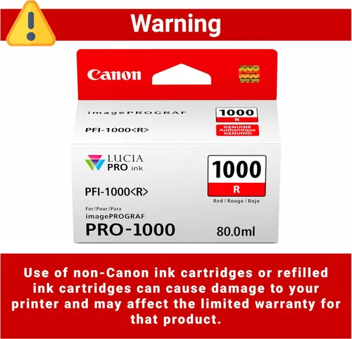Vista 3 de Canon PFI-1000 Depósito de tinta roja auténtica, compatible con impresoras ImagePROGRAF PRO-1000