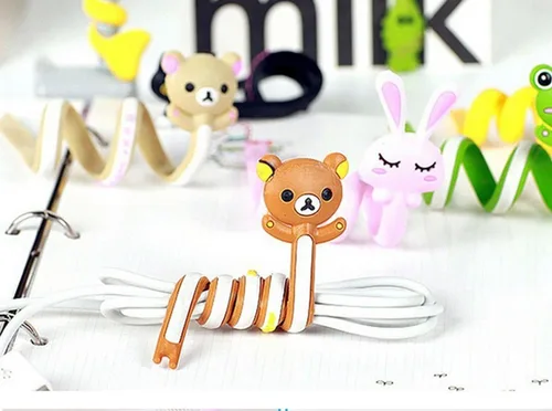 Vista 2 de yueton Paquete de 10 unidades de lindos conejos, conejo, gato, osos, organizador de cables, auriculares, auriculares, auriculares, enrollador