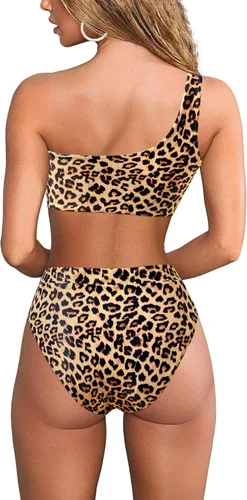 Vista 146 de MOOSLOVER Traje de baño de dos piezas con corte alto y cintura alta para mujer